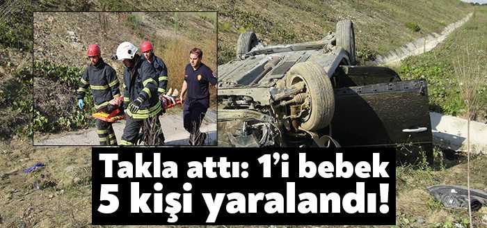 Kuzey Marmara Otoyolu Kocaeli geçişinde otomobilin yaklaşık 100 metreden takla
