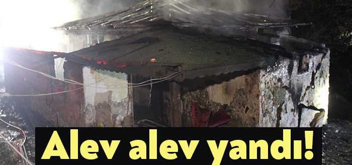 Kocaeli’nin Başiskele ilçesinde bulunan tek katlı prefabrik ev, çıkan yangında