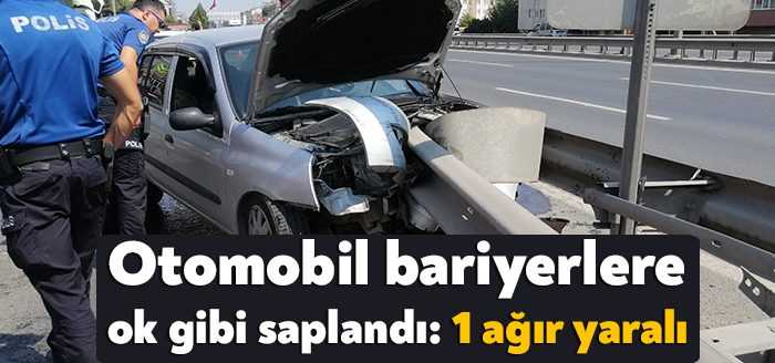 Kocaeli'de seyir halindeki otomobil, sürücüsünün kontrolünü kaybetmesiyle bariyerlere ok gibi
