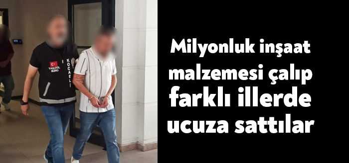 Kocaeli’de yaklaşık değeri 1 milyon lira olan inşaat malzemelerini değerinin
