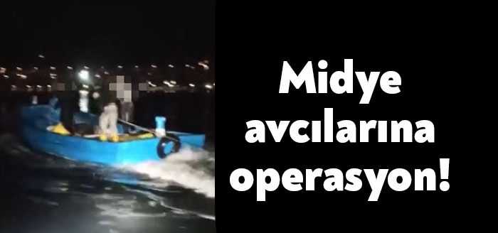 Kocaeli'nin Körfez ilçesinde tekne ile midye avcılığı yapan 2 şahıs,