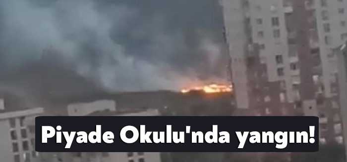 Tuzla Piyade Okulu'nda otlukta çıkan yangın itfaiyenin müdahalesiyle kısa sürede