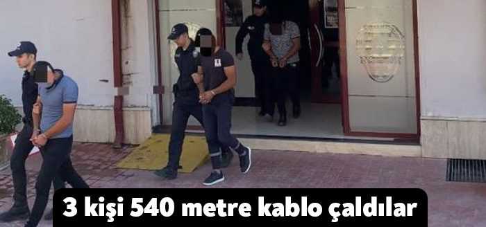 Kocaeli'nin Derince ilçesinde 540 metre kablo çalan 3 şahıs, polis