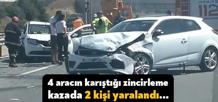 Kocaeli'nin Gebze ilçesinde yol ayrımında 4 araçlı zincirlemeli trafik kazası