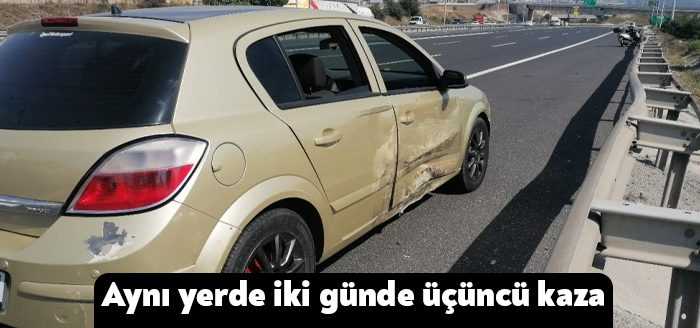 Kocaeli’de TEM Otoyolu’nda Osmangazi Köprüsü yol ayrımında 2 otomobilin çarpıştığı