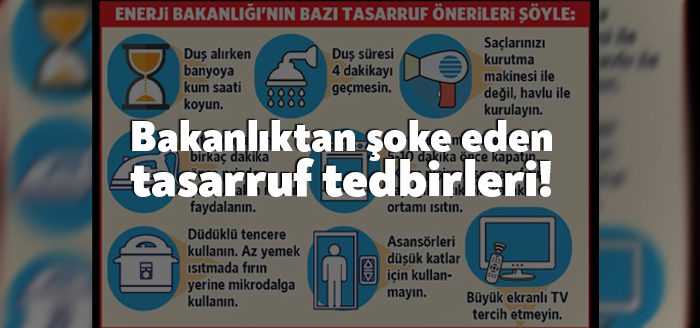Enerji ve Tabii Kaynaklar Bakanlığı'nın yayımladığı "tasarruf tedbirleri" kitapçığında yer
