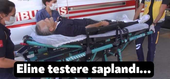 Kocaeli’de spiral taşlama makinesi ile sunta masayı kesmeye çalışan vatandaşın