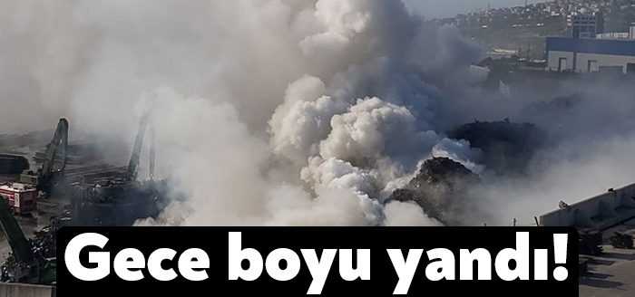 Kocaeli’nin Dilovası ilçesinde dün öğle saatlerinde başlayan hurdalık yangını gece