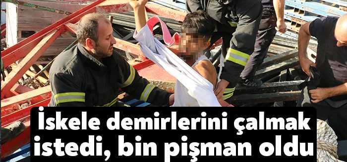 Kocaeli'de üst üste konulan iskele demirlerini çalmak istediği iddia edilen