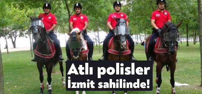 İzmit'te gençlerin yoğunlukla tercih ettiği sahil bandında atlı polisler göreve