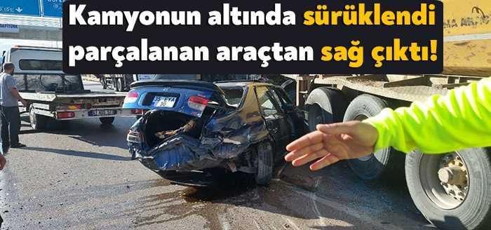 Kocaeli'nin İzmit ilçesinde hafriyat kamyonun altına girerek 20 metre sürüklenen