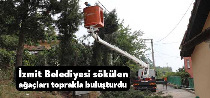İzmit Belediyesi Fen İşleri Müdürlüğü ekipleri, yol genişletme çalışması sebebiyle