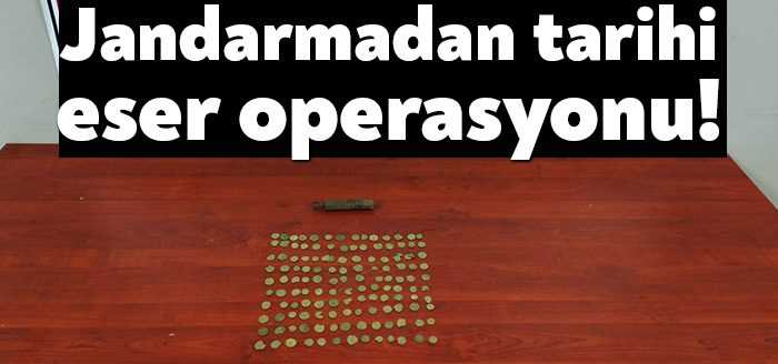 Kocaeli'de jandarma ekiplerince yapılan tarihi eser operasyonunda 133 sikke ele