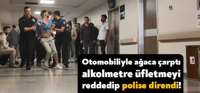 Kocaeli’de otomobiliyle ağaca çarpan sürücü alkolmetre üflemeyi reddedince olanlar oldu.