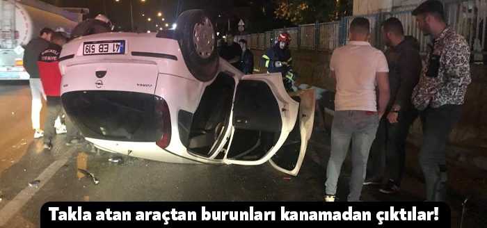 Kocaeli'de seyir halindeki otomobilin bariyerlere çarparak, takla atması neticesinde meydana