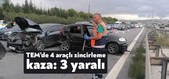 TEM Otoyolu Kocaeli geçişi Gebze ilçesi sınırında 4 aracın karıştığı