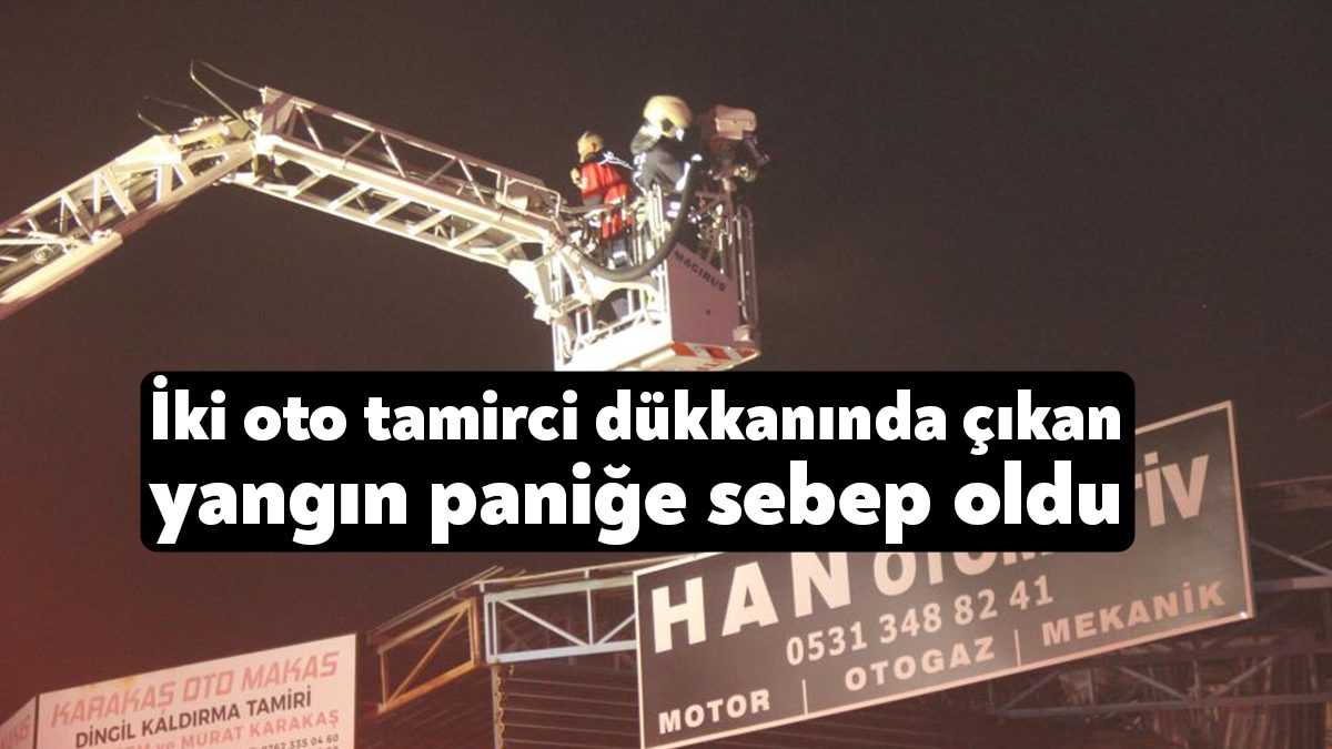 İzmit'te oto tamirci dükkanının çatısında çıkan yangın kısa sürede yan