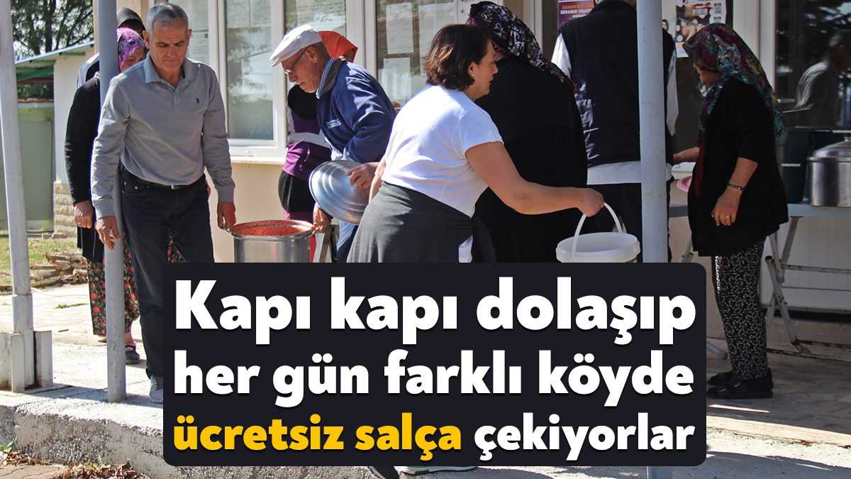 Kocaeli'nin İzmit ilçesinde her gün farklı köye götürülen salça makinesi,