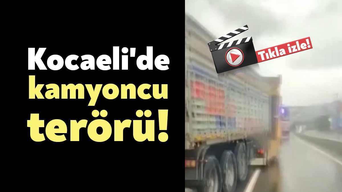  Kocaeli’de iki kamyon, trafikte tartıştıkları otomobil sürücüsünün durması için adeta
