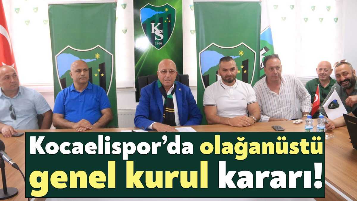 Kocaelispor yönetimi, olağanüstü genel kurul tarihinin 19 Kasım’da yapılacağını açıkladı.