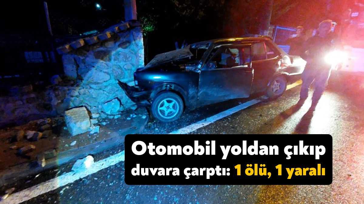 Kocaeli’nin Gebze ilçesinde sürücüsünün kontrolünden çıkan otomobil yoldan çıkarak duvara