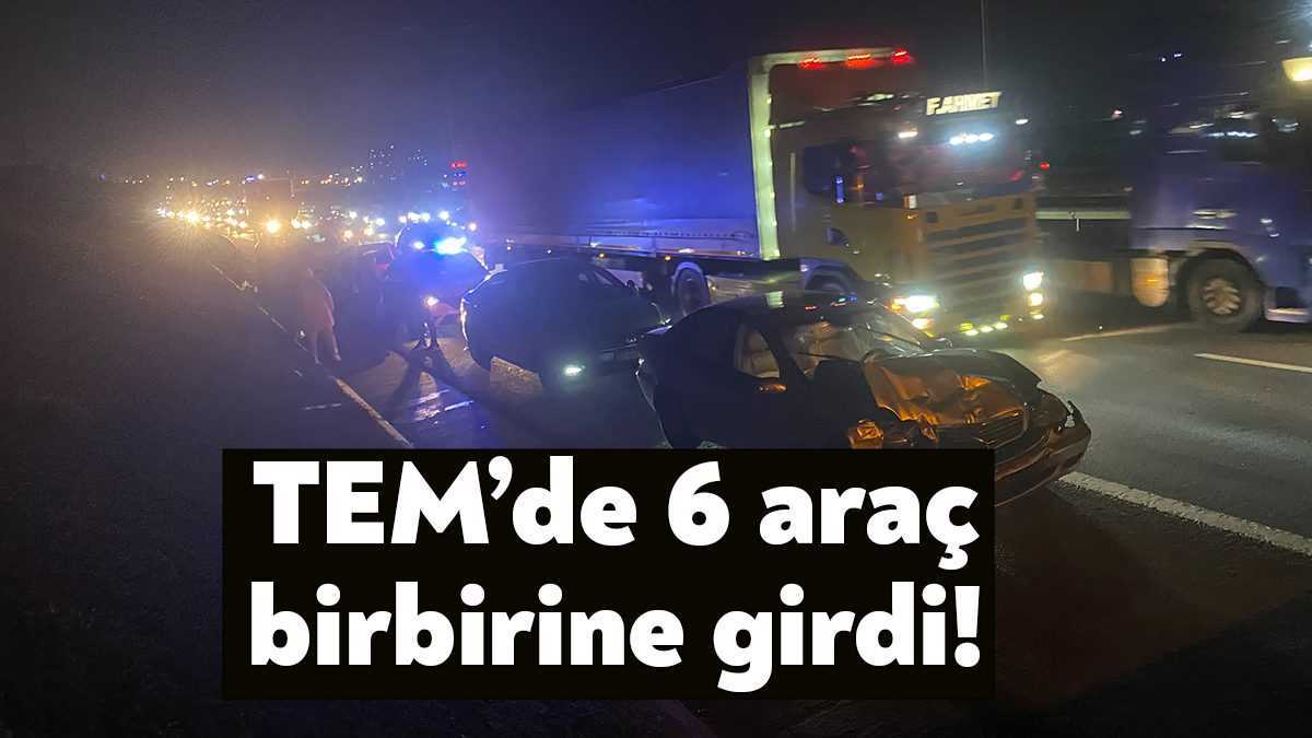 TEM Otoyolu Kocaeli-İstanbul sınırında 6 araç birbirine girdi, kazada hafif