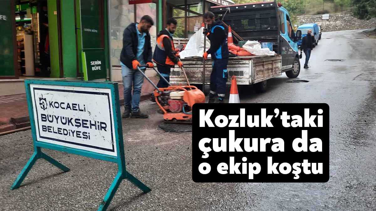 İzmit Kozluk Mahallesi İsmail Kolaylı Caddesi üzerinde yolda oluşan çukur,