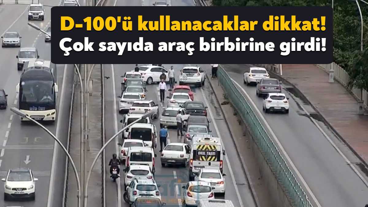 D-100 Ankara İstikametinde meydana gelen trafik kazası nedeniyle uzun kuyruk