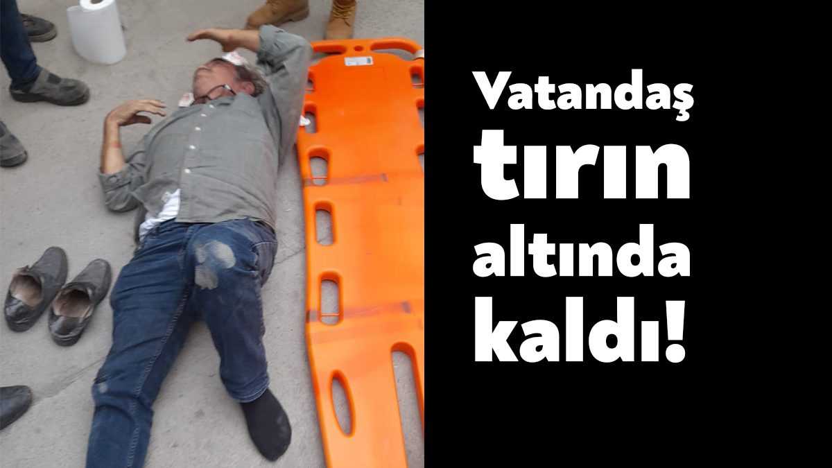 Kocaeli'nin Dilovası ilçesinde tır parkı içerisinde hareket eden tırın altında