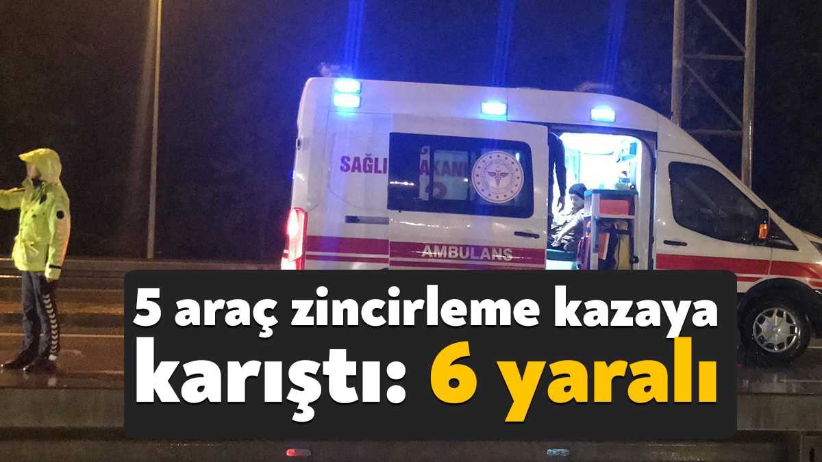 Kocaeli’nin Kartepe ilçesinde yağmurun etkisiyle 5 aracın karıştığı zincirleme kazada