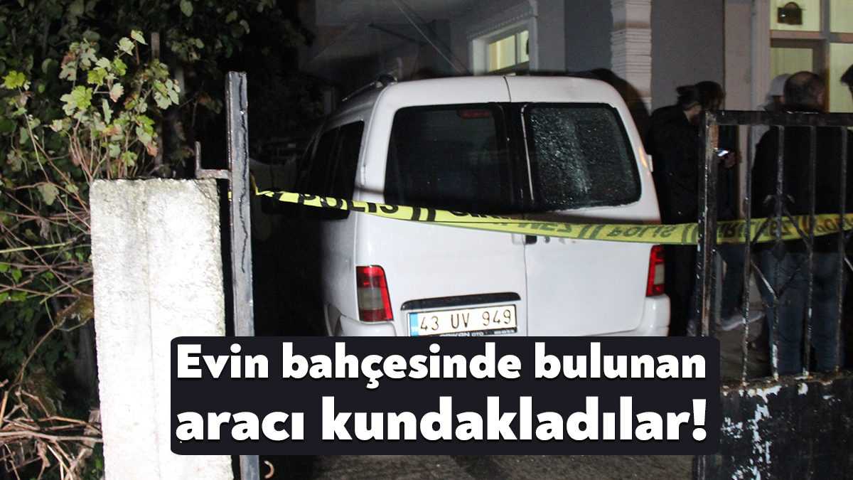 Kocaeli’nin Kartepe ilçesinde evin bahçesinde bulunan hafif ticari aracı kundaklayan