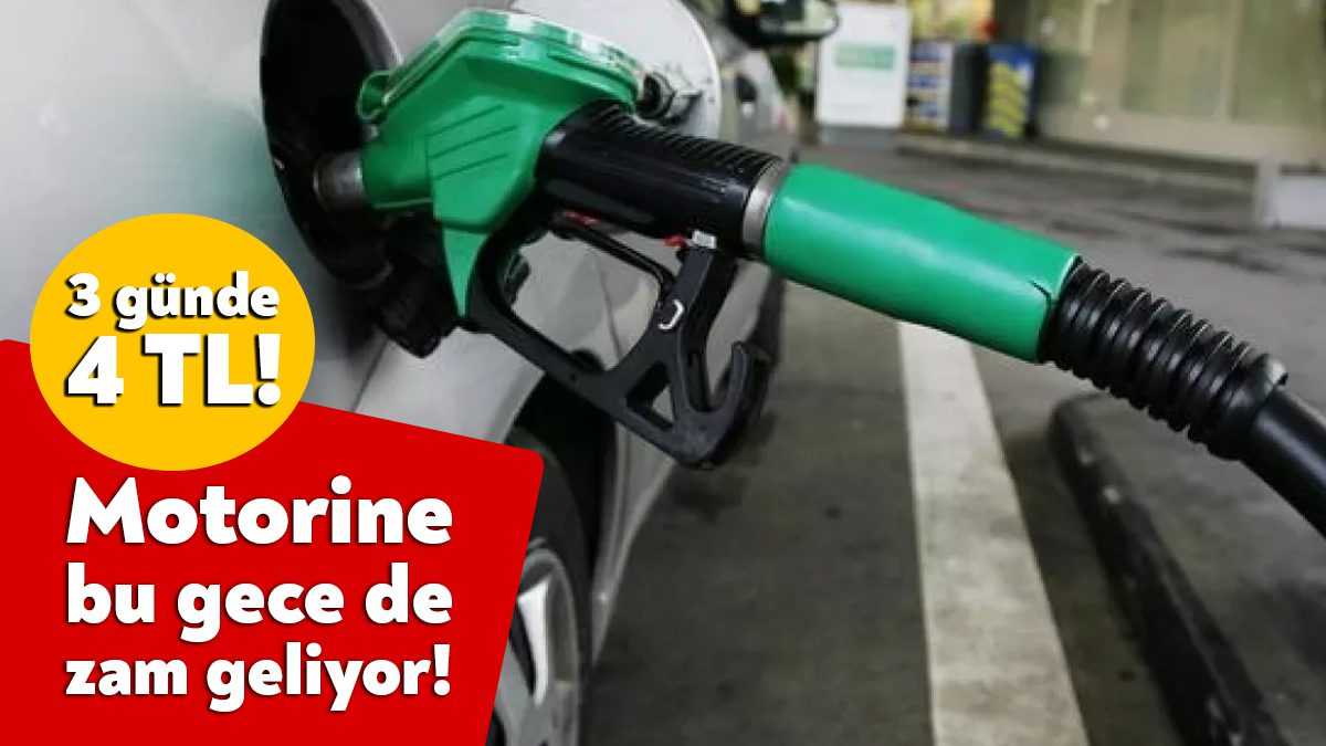 Motorine bu gece bir zam daha geliyor. Üst üste gelen