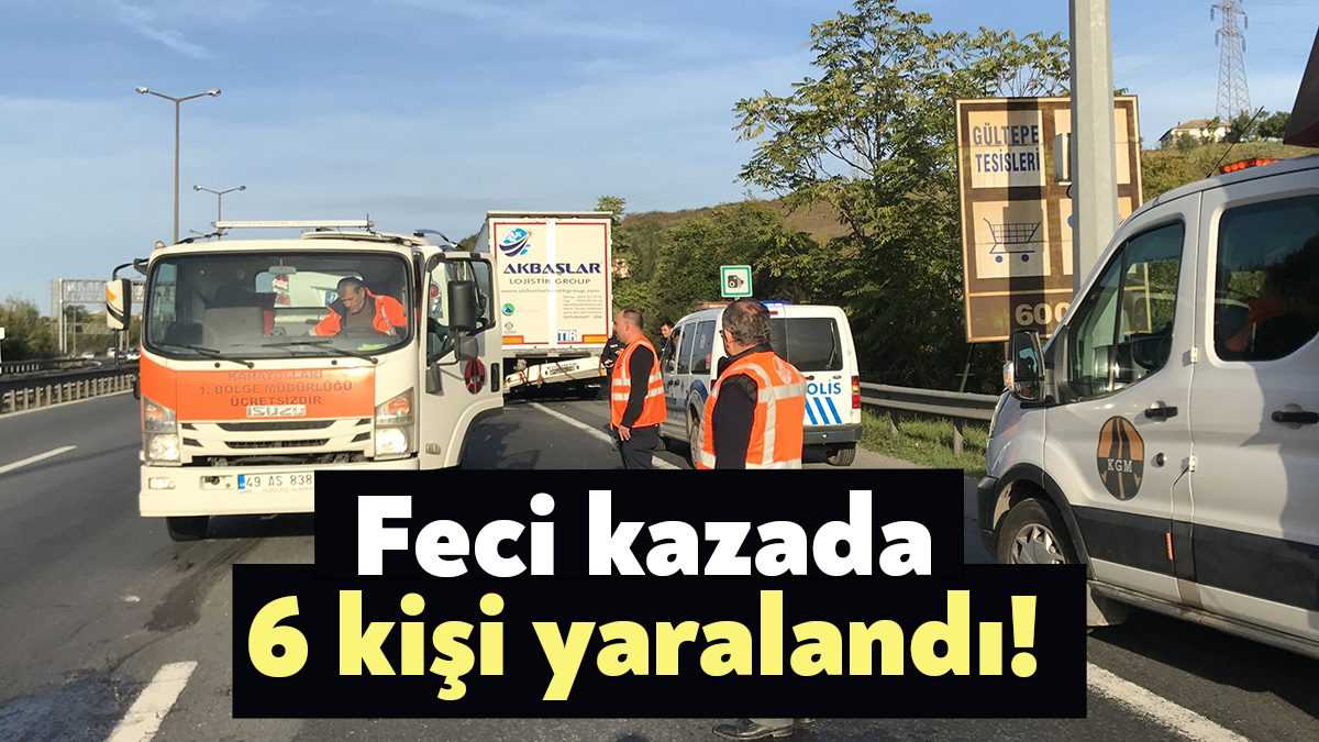 TEM Otoyolu Kocaeli geçişinde tıra çarpan otomobildeki 6 kişi yaralandı.