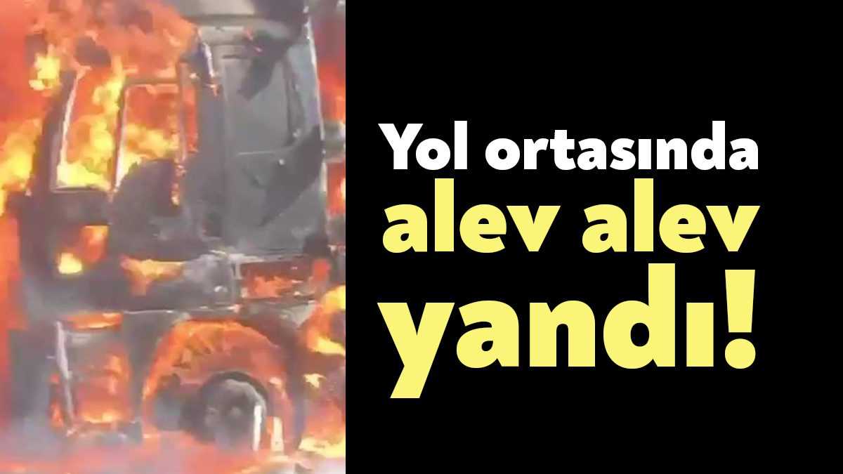Kocaeli’nin Gebze ilçesi TEM Otoyolu’nda seyir halindeki tırda yangın çıktı.