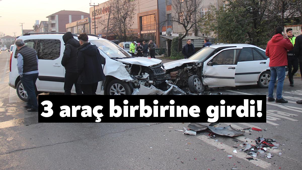 Kocaeli'nin Başiskele ilçesinde 3 araç kazaya karıştı. Çarpışmanın şiddetiyle 1