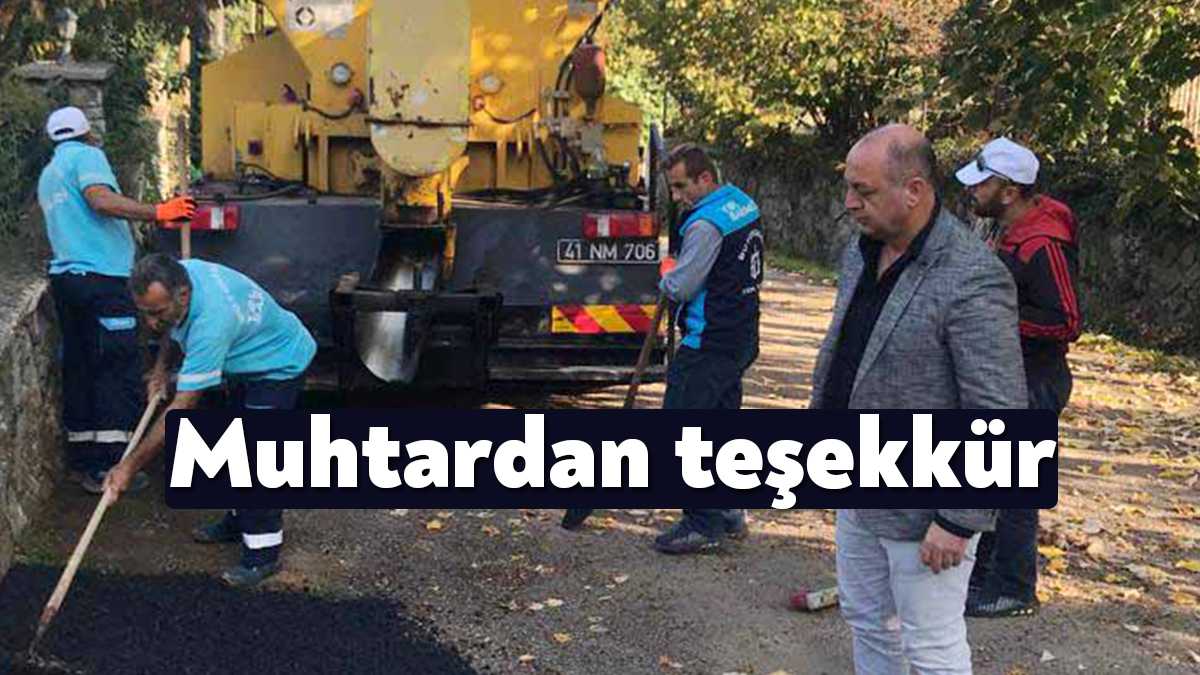 Kartepe Derbent Mahallesinde asfaltlama bakım ve onarım çalışması yapan Büyükşehir