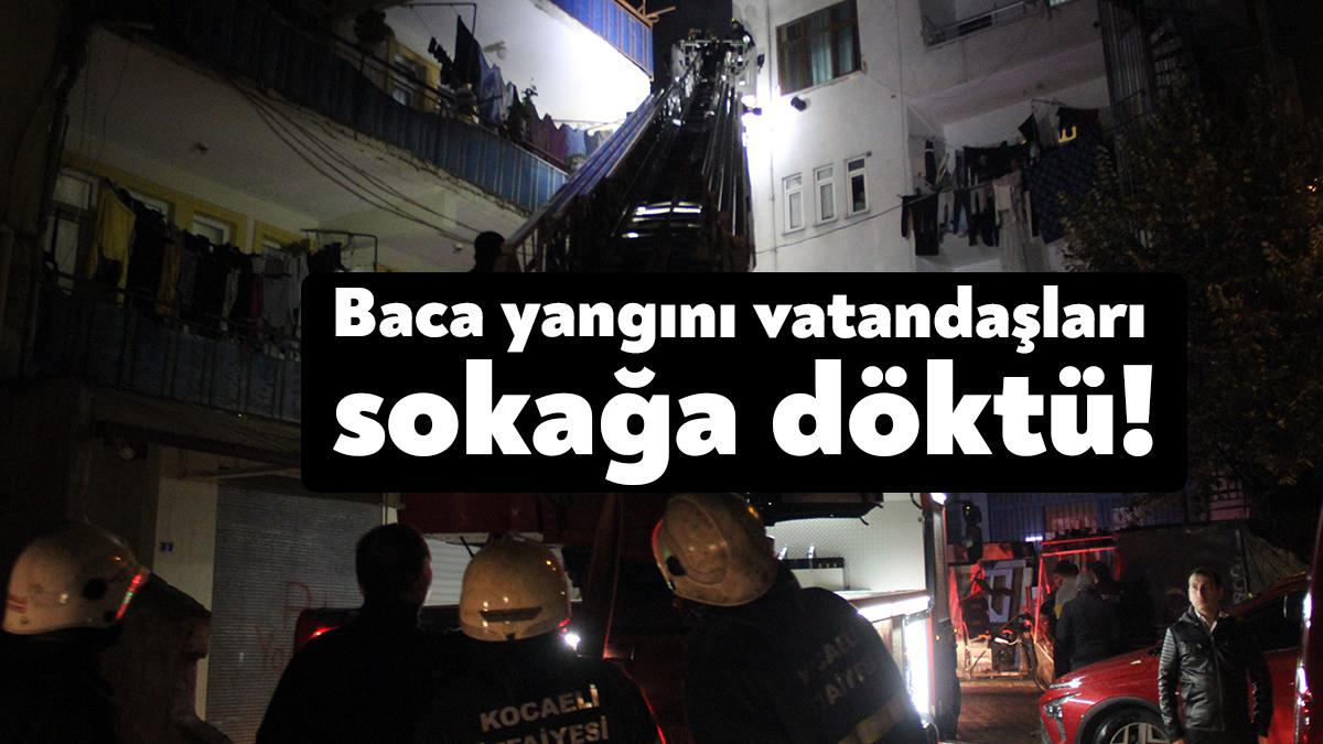 Kocaeli'nin İzmit ilçesinde 7 katlı binanın bacasında çıkan yangın, itfaiye