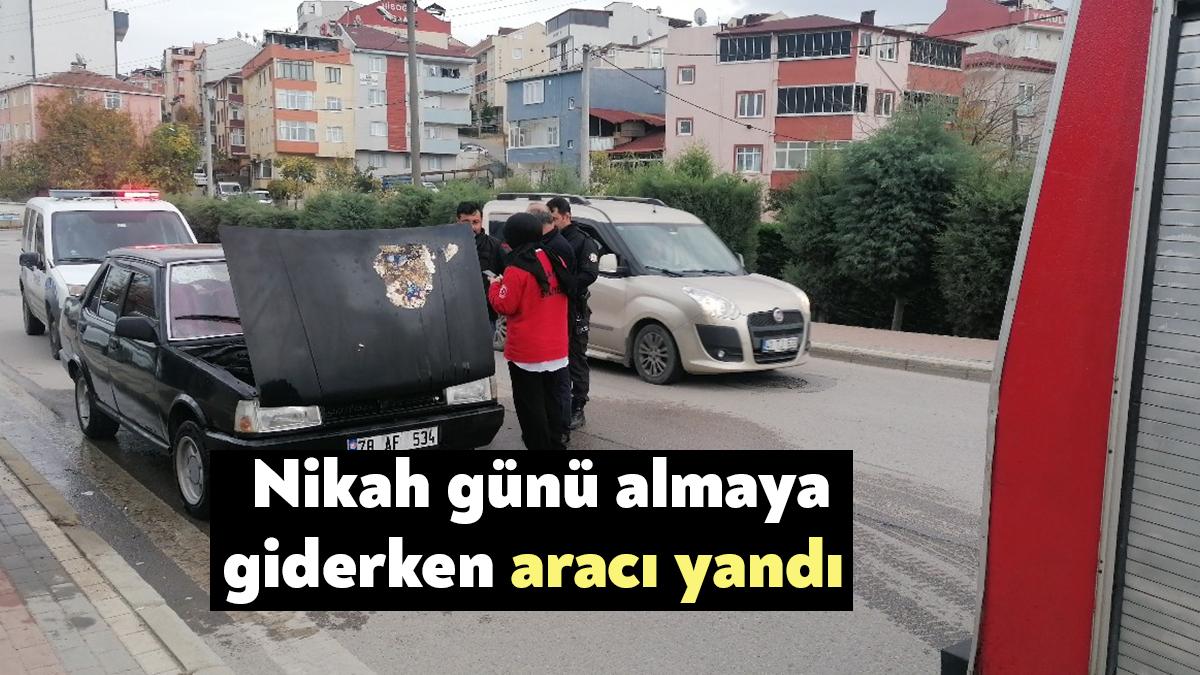 Kocaeli’nin Gebze ilçesinde nikah günü almaya giden bir şahsın otomobilinde