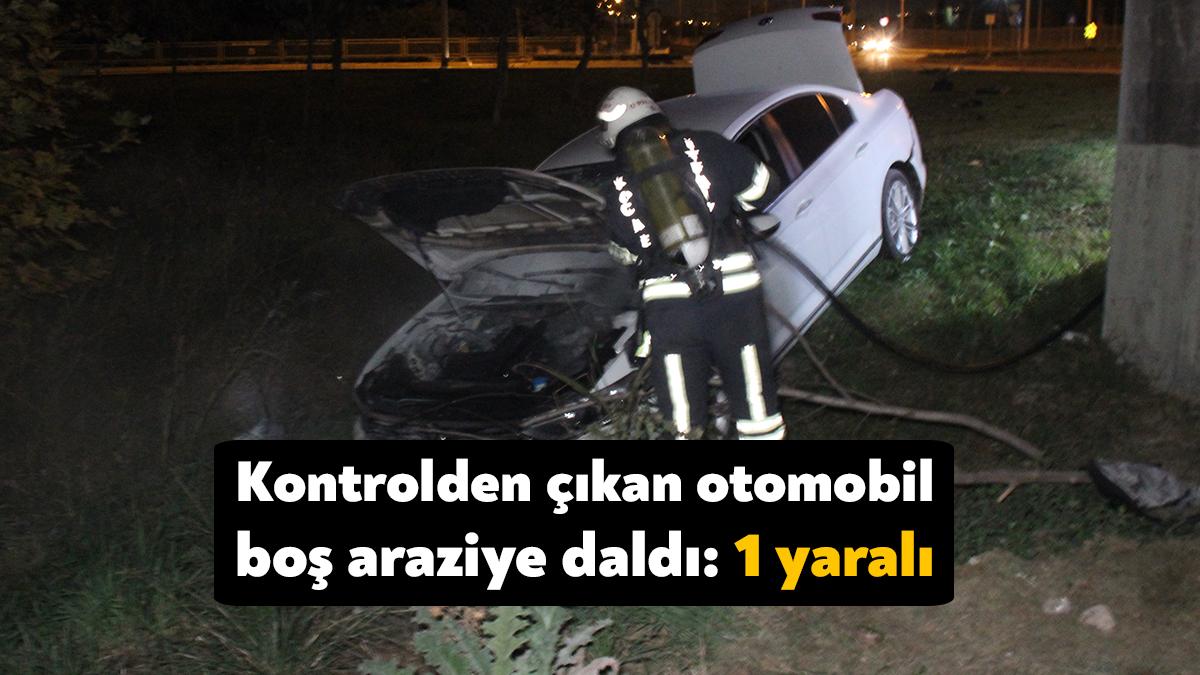 Kocaeli’nin Başsikele ilçesinde sürücüsünün kontrolünden çıkan otomobilin boş araziye uçtuğu