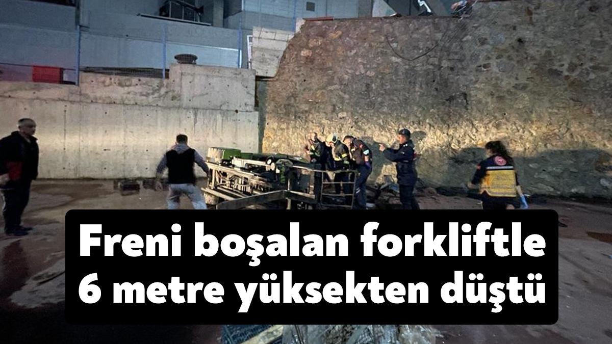 Kocaeli’nin Gebze ilçesinde bir işçi, kullandığı forkliftin freninin boşalmasıyla birlikte