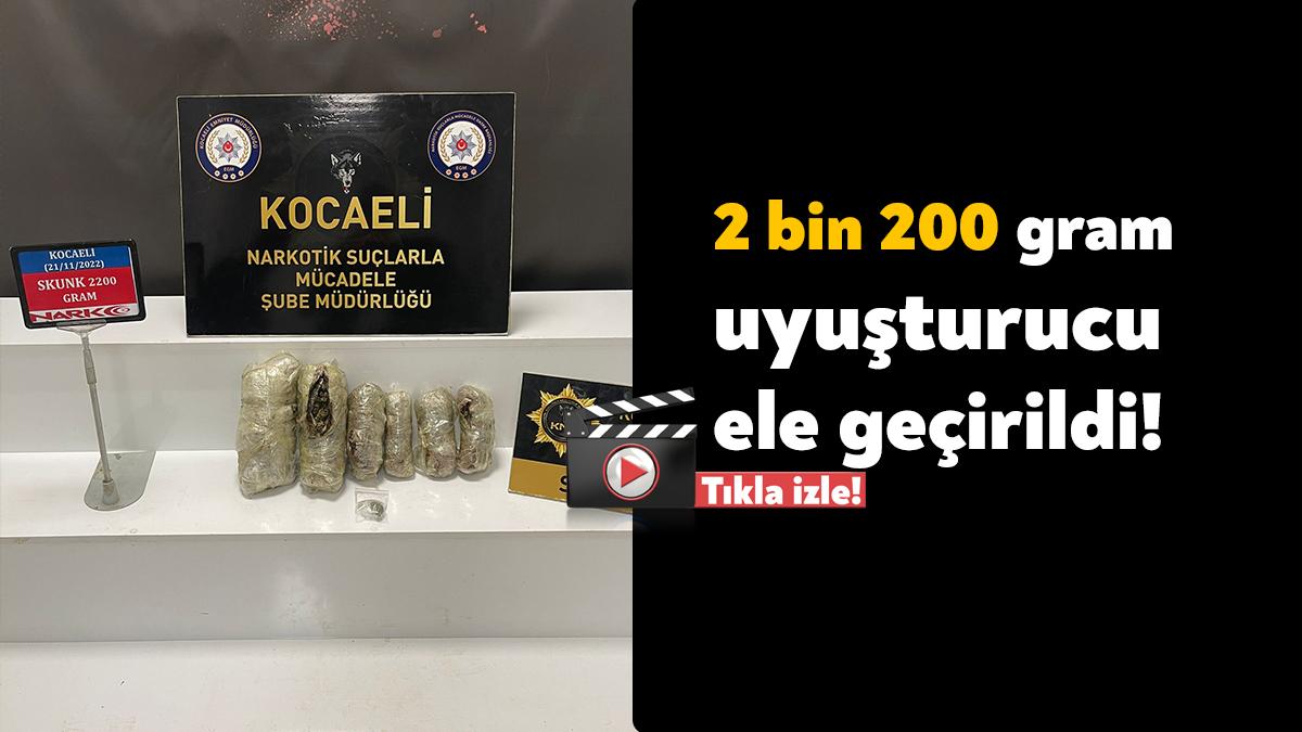 Kocaeli TEM Otoyolu’nda durdurulan bir araçta 2 bin 200 gram