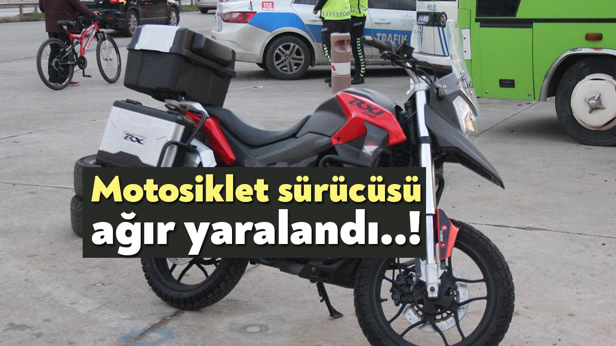 Kocaeli'nin İzmit ilçesinde otomobille motosiklet çarpıştı. Kazada motosiklet sürücüsü ağır