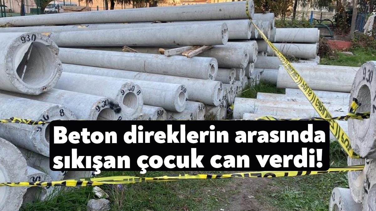 Kocaeli'de yerde bulunan beton elektrik direklerin arasında oynarken direklerin arasında