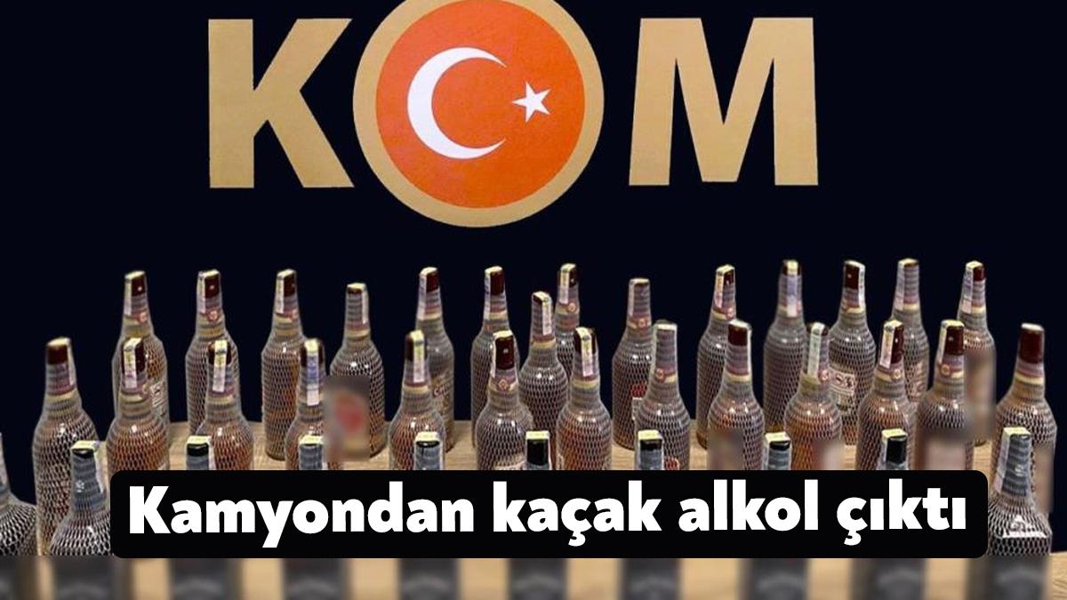 Kocaeli'de durdurulan bir kamyon içerisinden 38 şişe kaçak viski ele