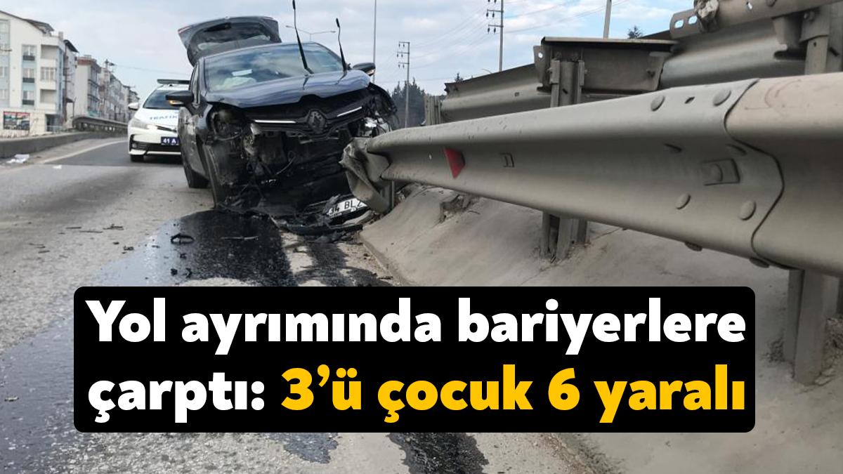 Kocaeli’nin Derince ilçesinde otomobil yol ayrımındaki bariyerlere çarparak kaza yaptı.