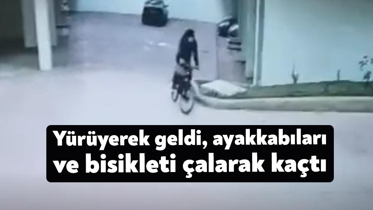 Kocaeli’nin Gebze ilçesinde apartmana giren bir hırsız önce dairenin önündeki