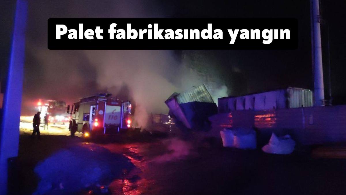 Kocaeli’nin Dilovası ilçesinde palet fabrikasında yangın çıkan yangın itfaiye ekiplerince