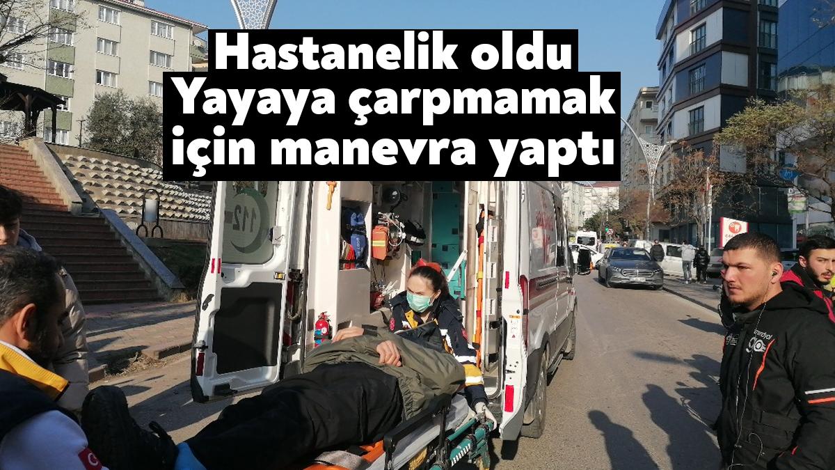 Kocaeli'nin Gebze ilçesinde yayaya çarpmamak için manevra yapan motosiklet devrildi.