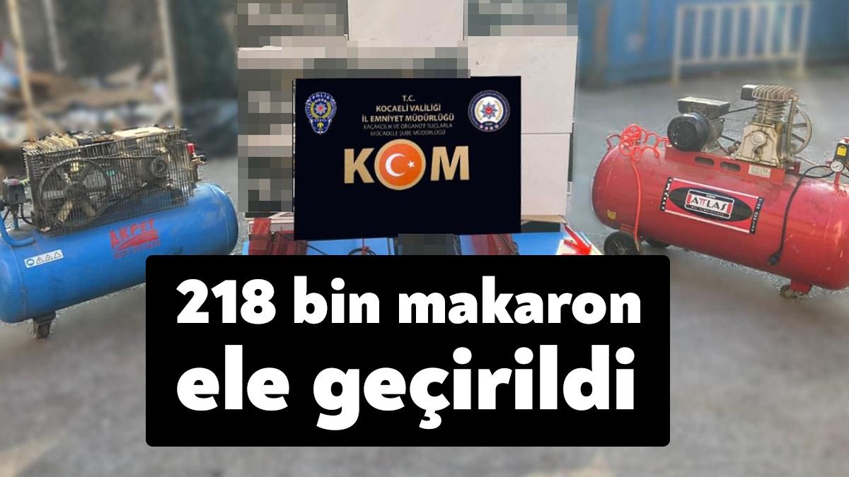 Kocaeli’de polis ekiplerince bir iş yerinde yapılan aramada 218 bin
