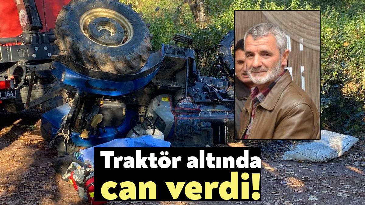 Kocaeli'nin Kartepe ilçesinde tarlaya giderken devrilen traktörün altında kalan 66